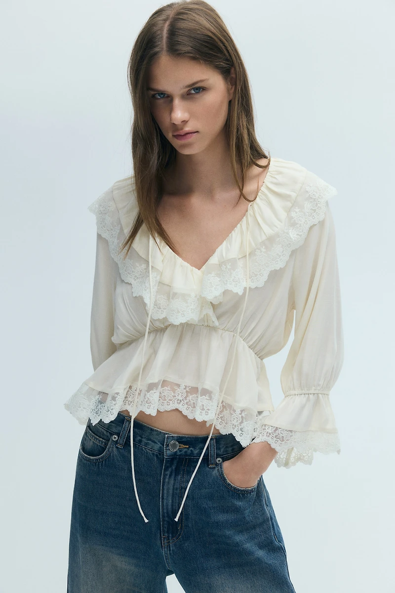 Flounced Peplum Blouse