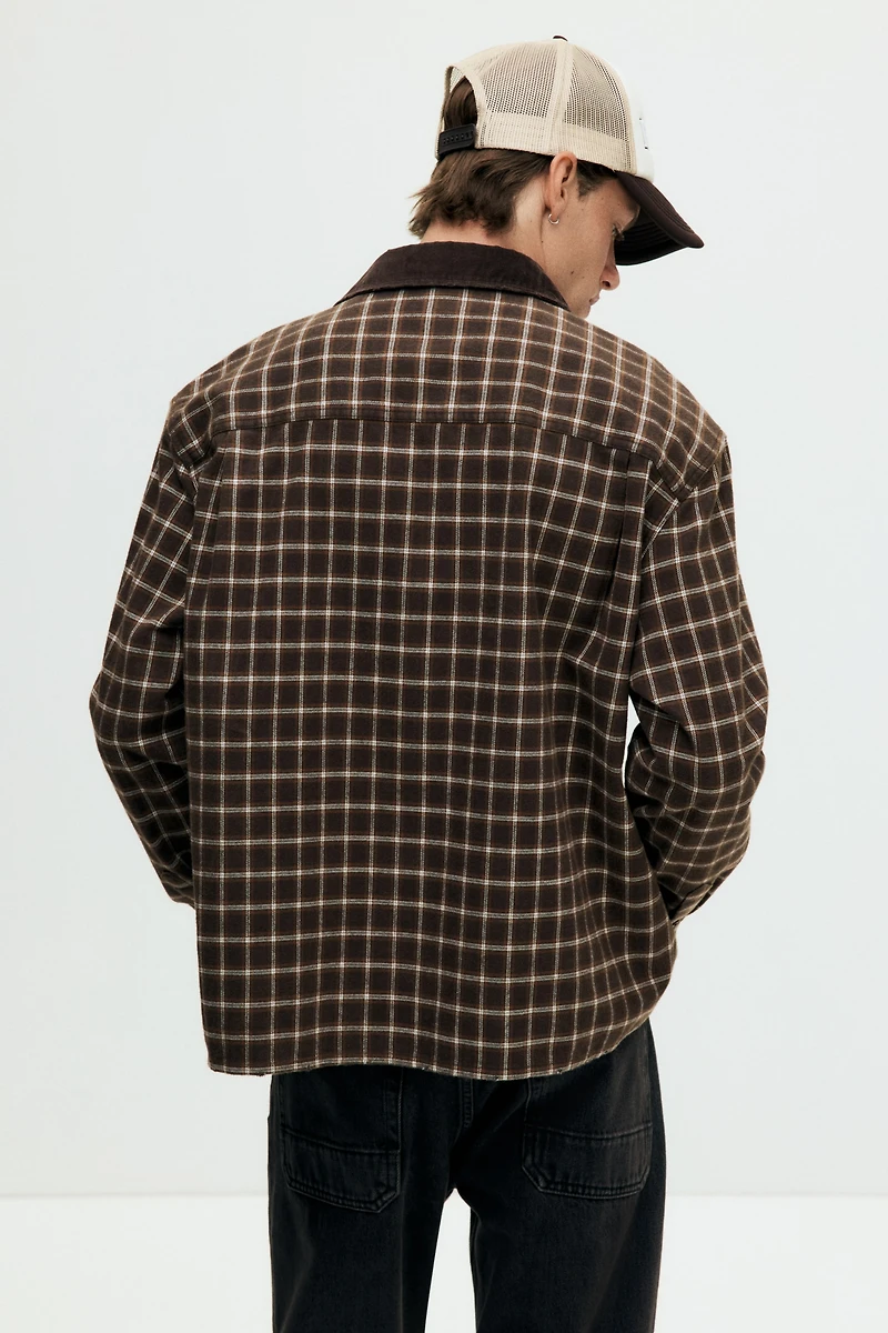 Chemise courte ample en flanelle