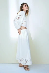 Cotton Skirt with Eyelet Embroidery