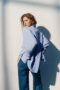 Dolman-Sleeved Linen-Blend Shirt