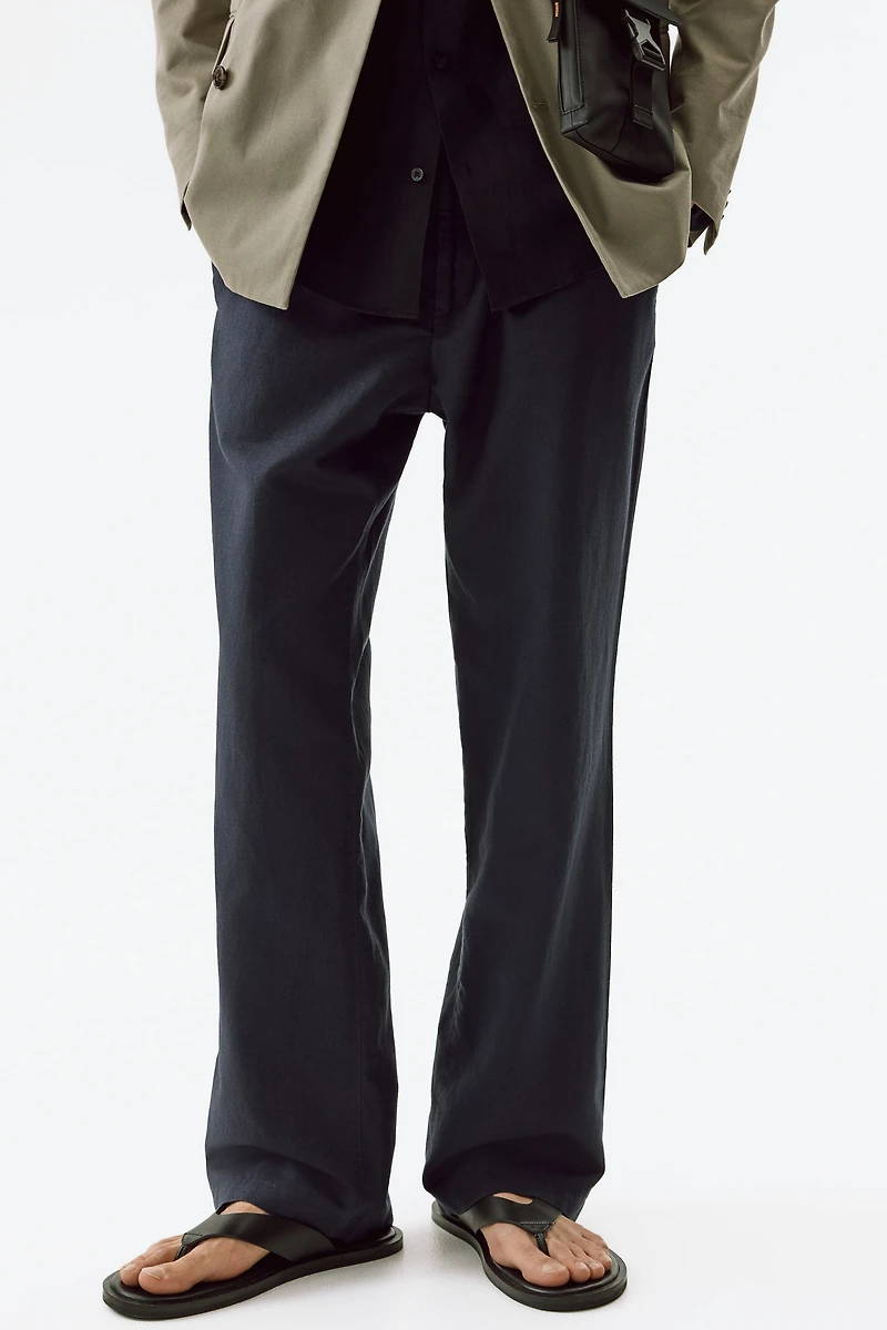 Regular-Fit Linen-Blend Pants