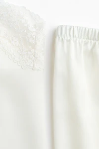 Lace-Trimmed Satin Pajamas