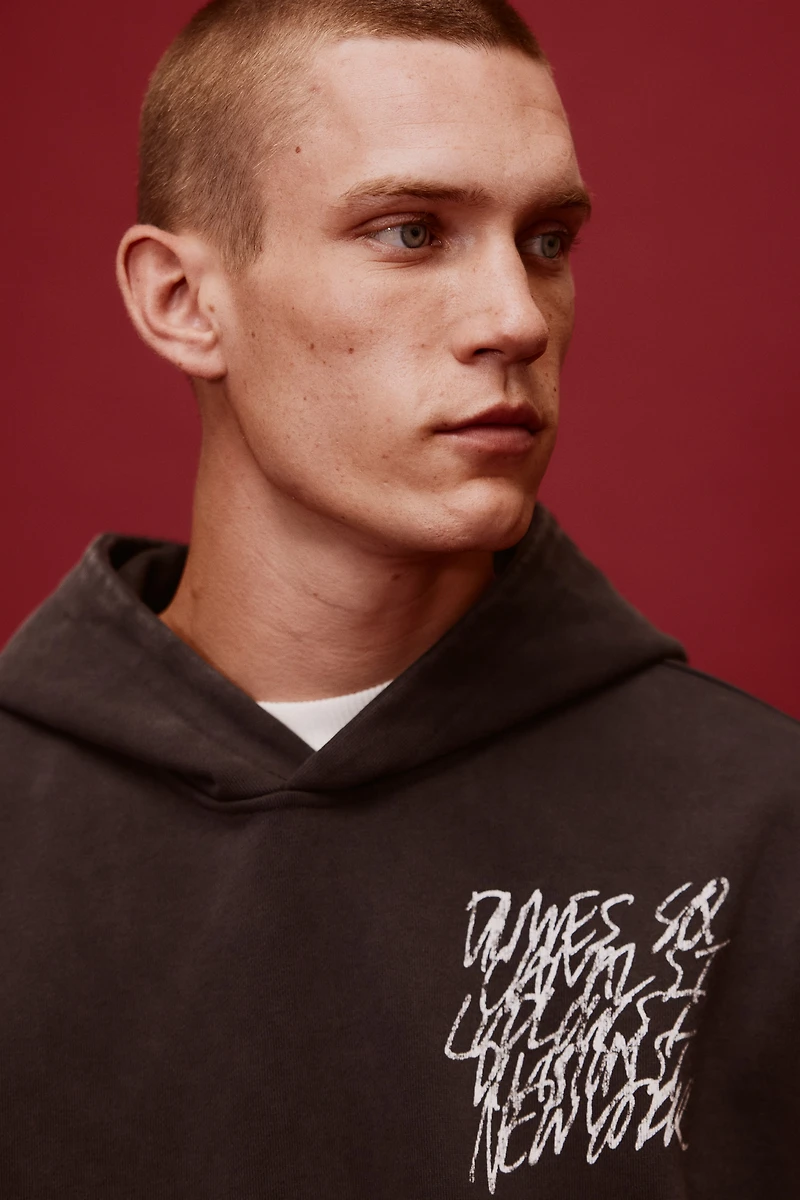 Oversized-Fit Printed Hoodie