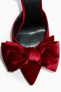 Bow-Detail Velour Pumps