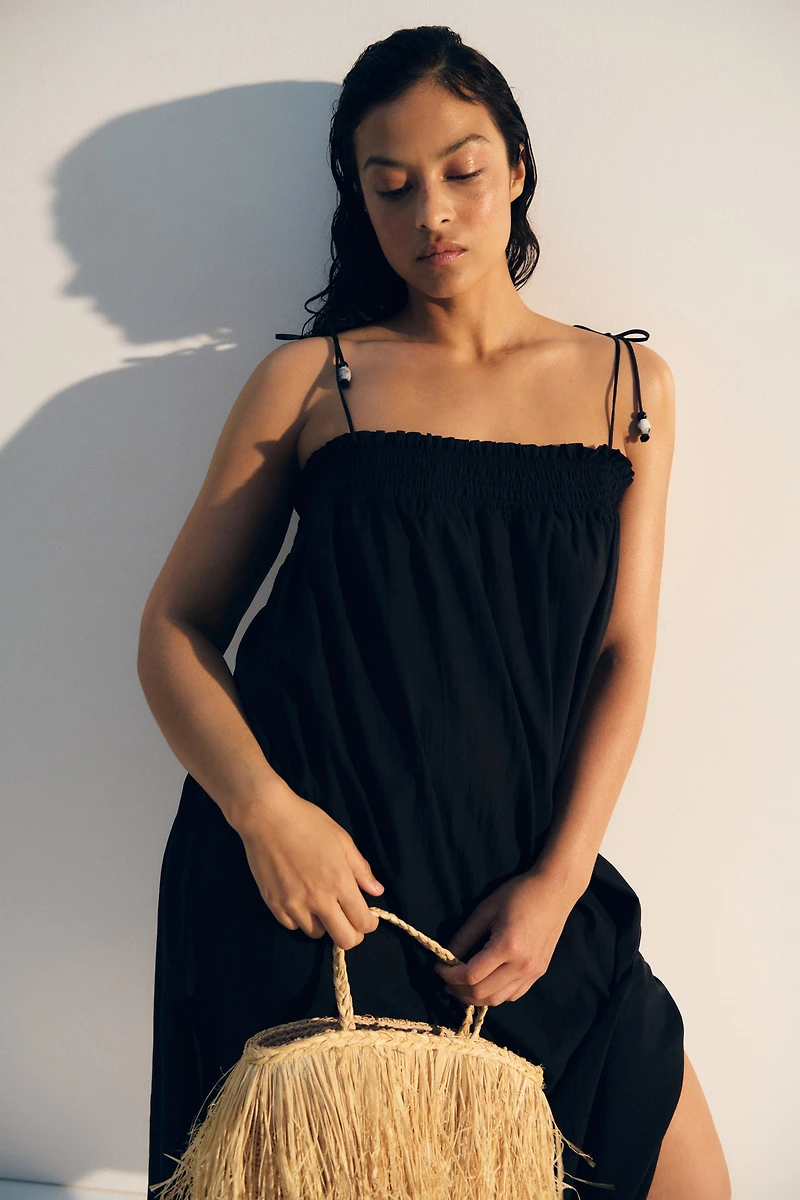 Tie-Shoulder-Strap Beach Dress