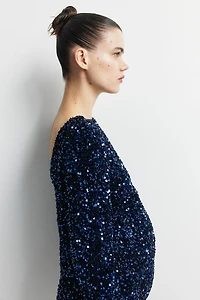 MAMA Sequined Dress with Low-Cut Back