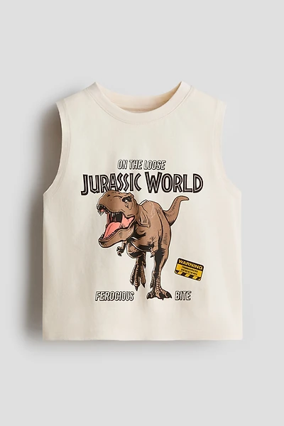 Printed-Motif Cotton Tank Top