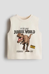 Printed-Motif Cotton Tank Top