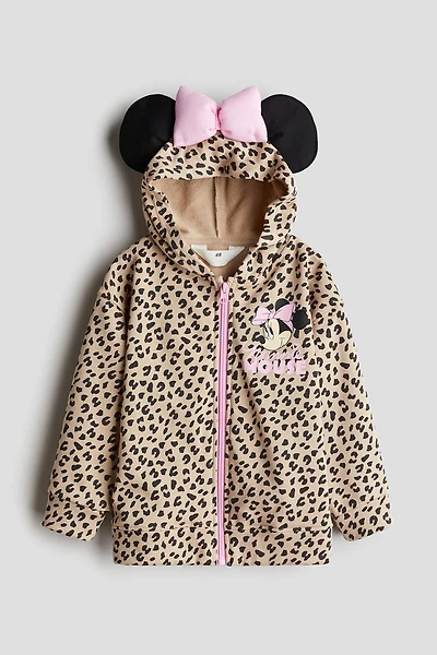 Veste à capuche imprimée fermeture éclair