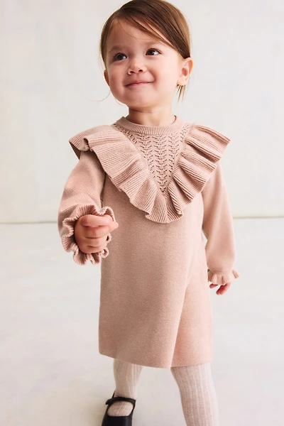 Flounced Cotton-Knit Dress