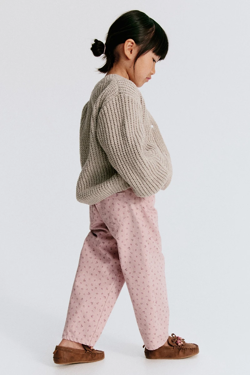 Cotton Twill Barrel-Leg Pants