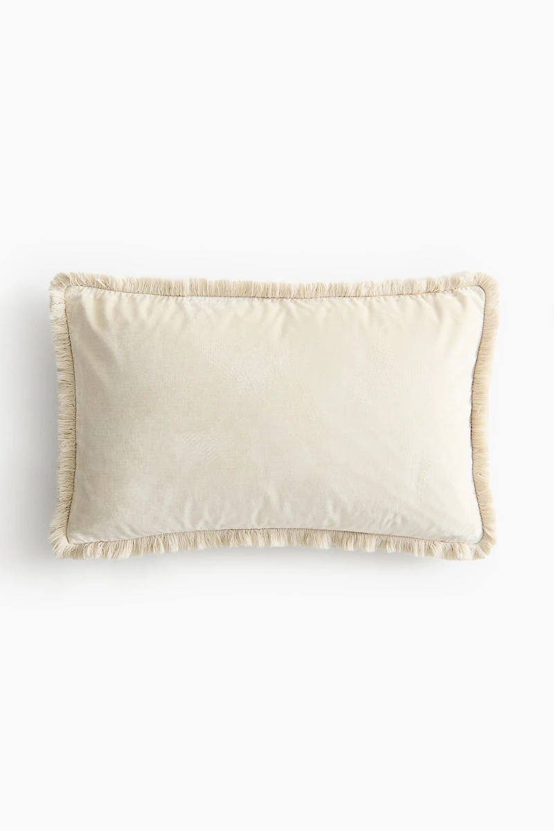 Velvet Cushion Cover with Fringe