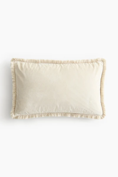 Velvet Cushion Cover with Fringe