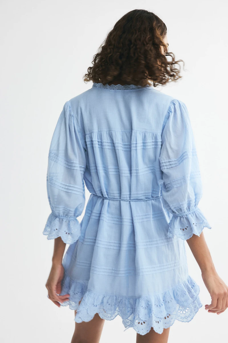 Cotton Dress with Eyelet Embroidery
