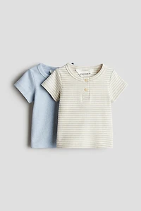 Lot de 2 T-shirts en coton avec encolure boutonnée