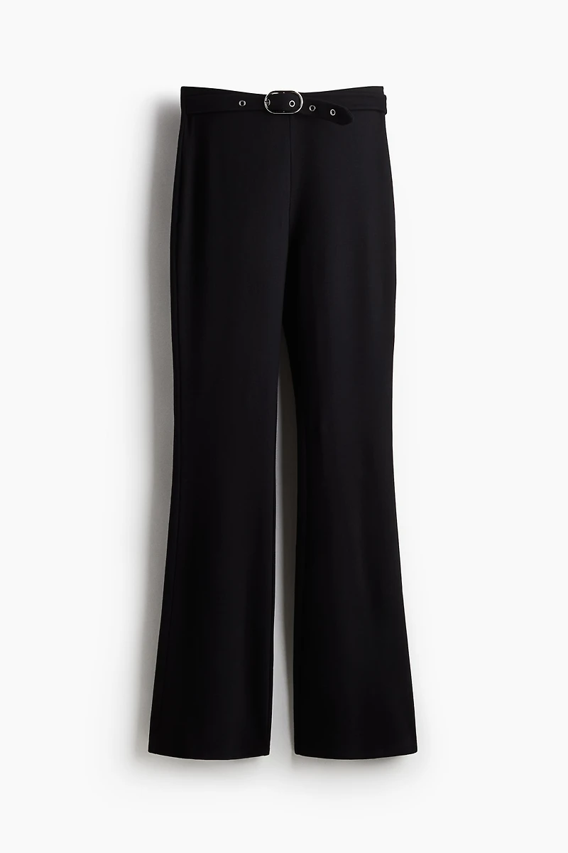Flared Belt-Detail Pants