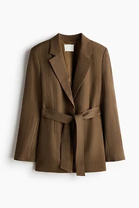 Veston en tissu texturé avec ceinture à nouer