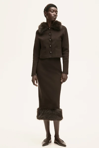 Jupe droite en tricot fin