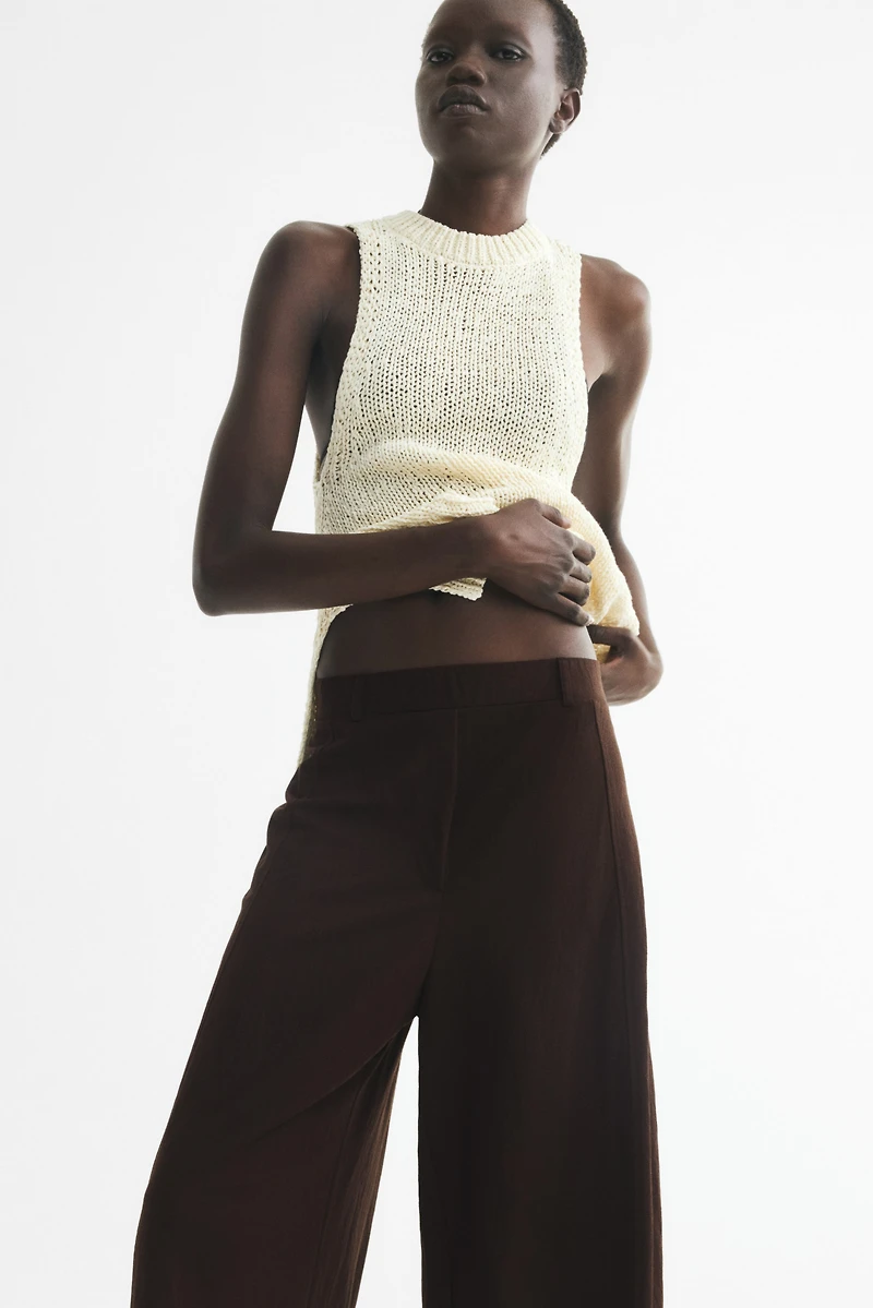 Viscose-Blend Barrel-Leg Pants