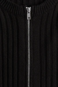 Rib-Knit Cardigan with Zipper
