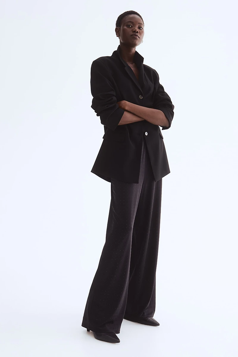 Rhinestone-Embellished Jersey Pants