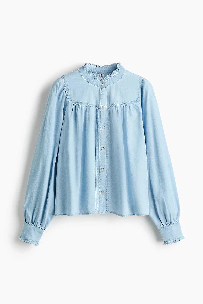 Blouse à volants en denim