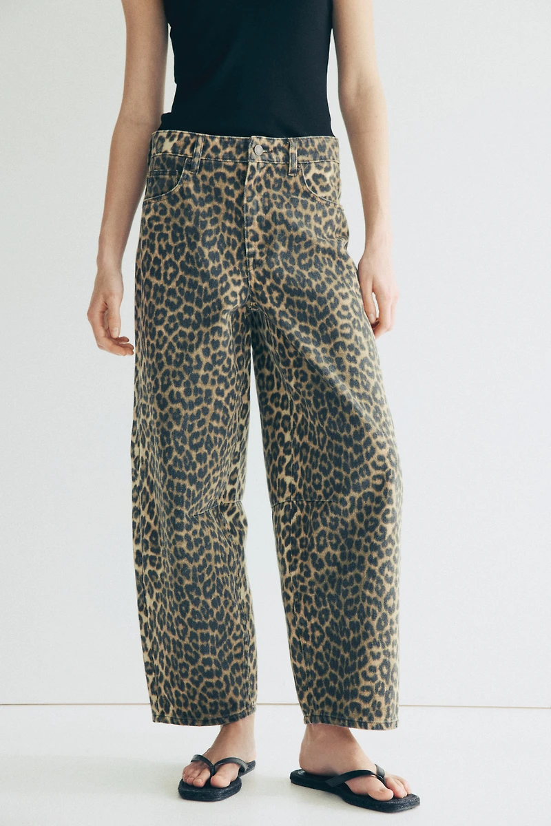 High-Waist Barrel-Leg Ankle Jeans