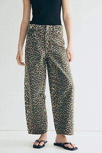 High-Waist Barrel-Leg Ankle Jeans