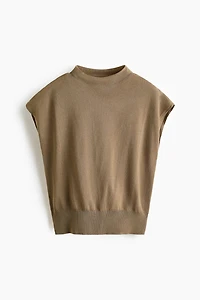 Cap-Sleeved Fine-Knit Top