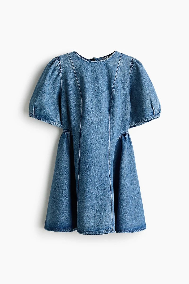 Flared-Skirt Denim Dress
