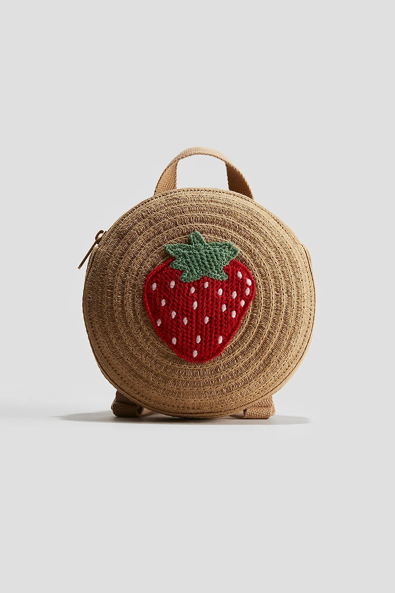 Round Straw Backpack