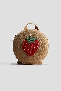 Round Straw Backpack