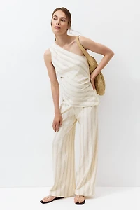MAMA One-Shoulder Textured Cotton Top
