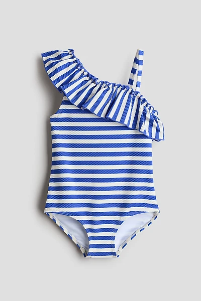 Flounced One-Shoulder Swimsuit