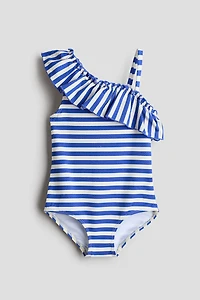 Flounced One-Shoulder Swimsuit