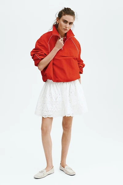 Eyelet-Embroidered Drawstring Skirt