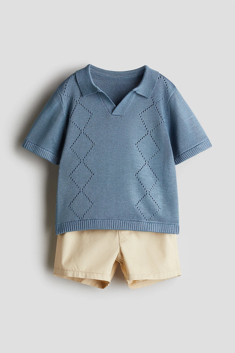 2-Piece Polo Shirt and Shorts Set