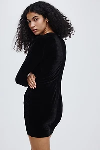 Draped Velour Mini Dress
