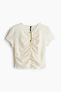 Bead-Detail Ruched Top