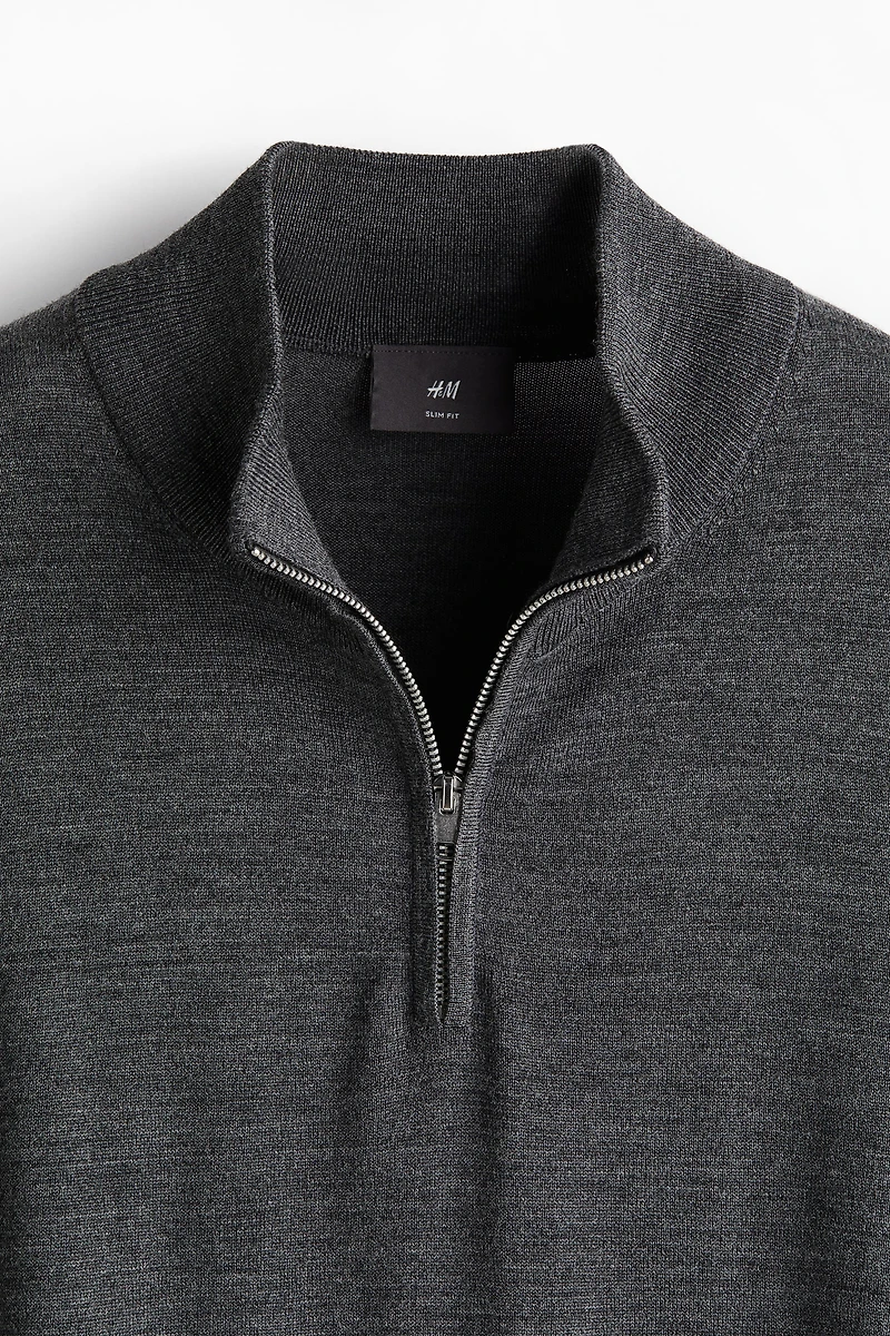 Slim Fit Half-Zip Merino Wool Sweater