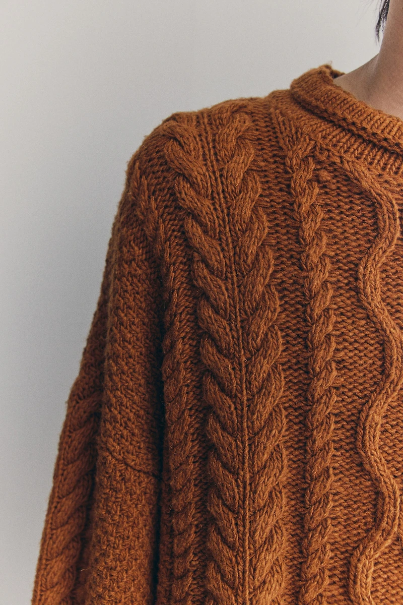 Cable-Knit Wool-Blend Sweater