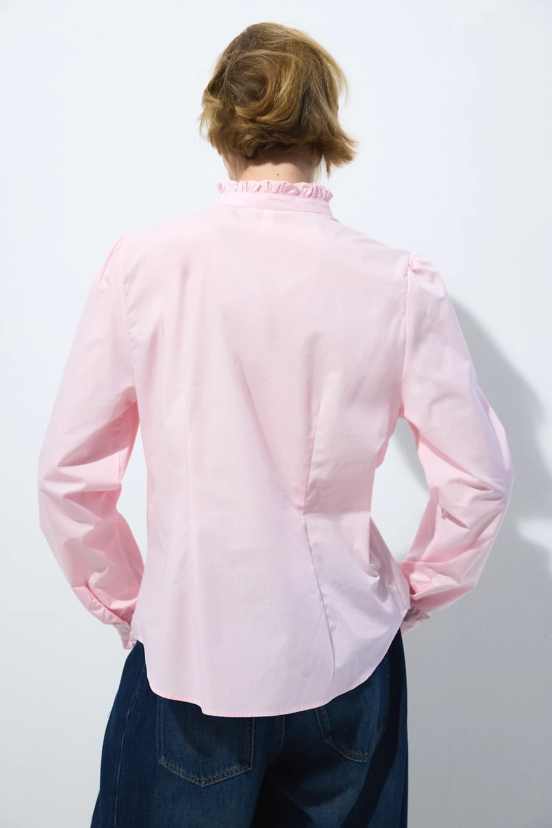 Ruffle-Trimmed Poplin Blouse