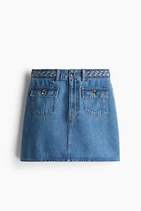 Jupe en denim avec galon tressé
