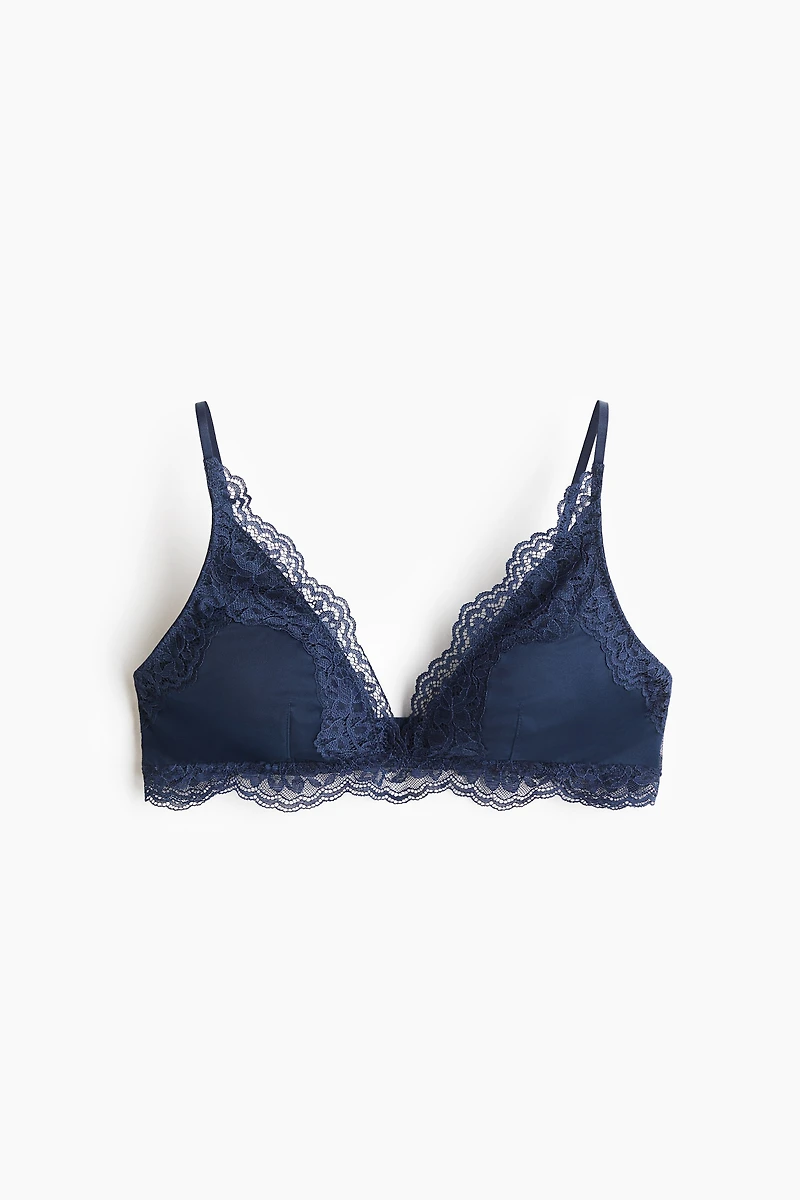 Padded Soft-Cup Microfiber and Lace Bra