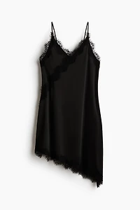 Lace-Trimmed Jersey Slip Dress