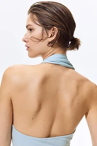 Metal-Detail Halterneck Top