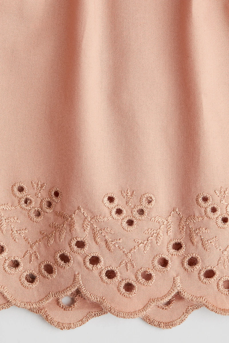 Cotton Shorts with Eyelet Embroidery