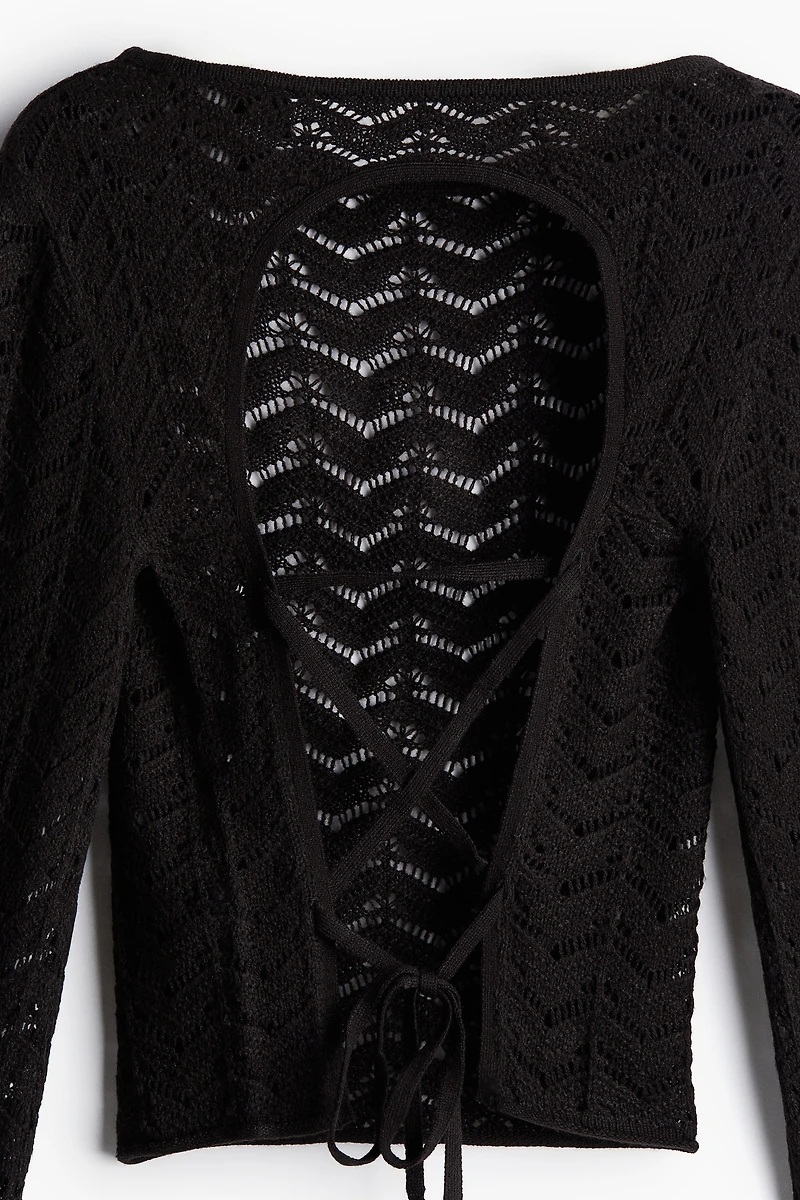 Open-back Pointelle-knit Top