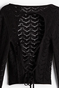 Open-back Pointelle-knit Top