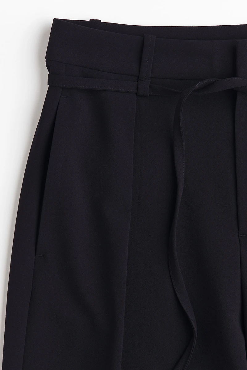 Pleated Tie-Belt Pants